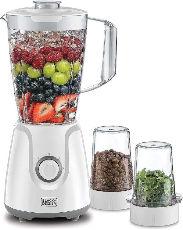 غذا سازBLACK+DECKER 400W 1.5L Blender With Grinder Mills With 300ml 2 Grinding Mill