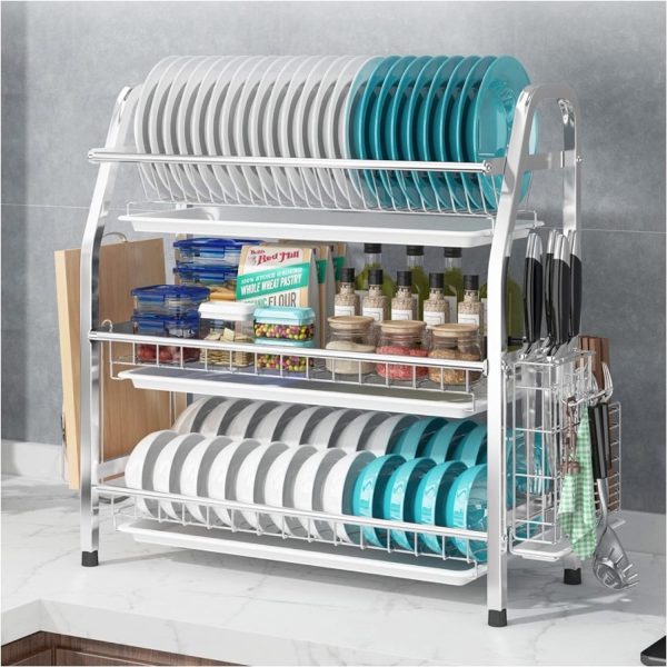 آبچکان HEXAR Heavy Duty 3 Tier Dish Drying Rack with Utensil