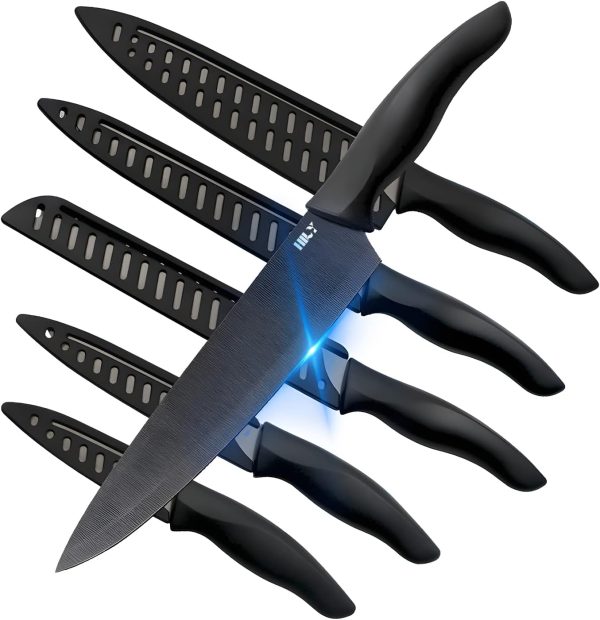 چاقو HILY™ Original Titanium Coated Chef Knife Set With Protective Sheath & Sharp Blade Edge for Precise Cutting