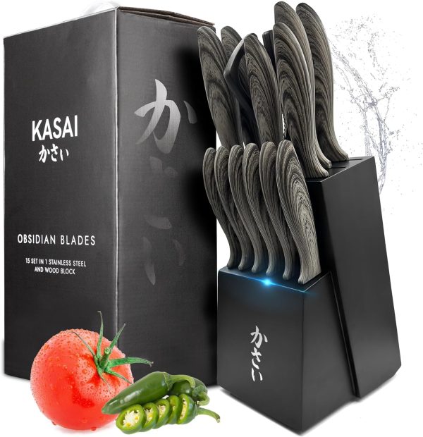 چاقو  Kasai Obsidian Kitchen Knife Set 14Pcs