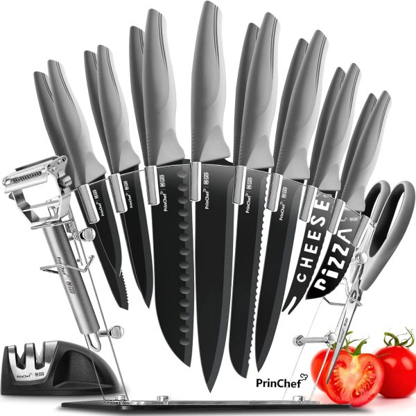 چاقو PrinChef Knife Set, 19 Pcs Rust Proof Knives Set For Kitchen,