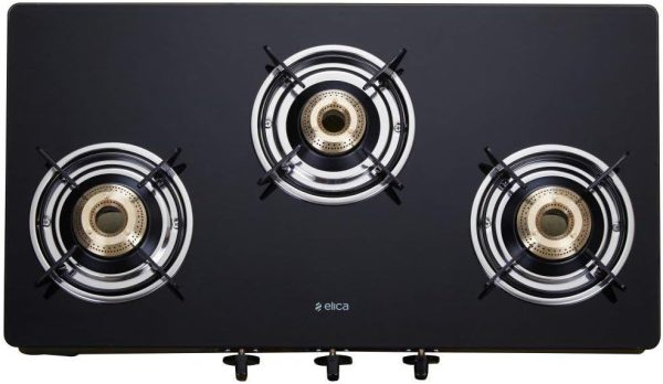 اجاق گاز روکار Elica Vetro Glass Top 3 Burner Gas Stove (703 CT VETRO BLK)