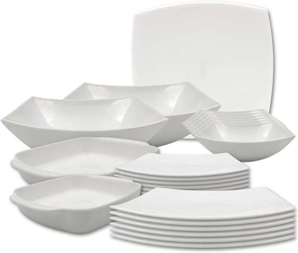 ظروف سرامیکی Danny home 23 Piece Square Opalware Dinnerware set 6 Dinner pla