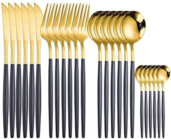 قاشق و چنگال Stainless Steel Western Cutlery Set - 24 Pieces (Black)