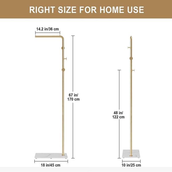 رگال Metal Coat Rack Freestanding with Natural Marble Base 67” 170cm Entryway Coats Hanger Stand with 3 Hooks - تصویر 6