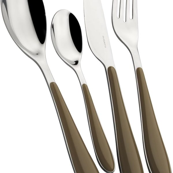 قاشق و چنگال BUGATTI 24-Pieces Gioia Tobacco Coloured Cutlery Set in Gallery Box for 6