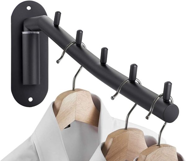 رگال Folding Wall Mounted Clothes Hanger Rack with Swing Arm Stainless Steel Heavy Duty Coat Hook