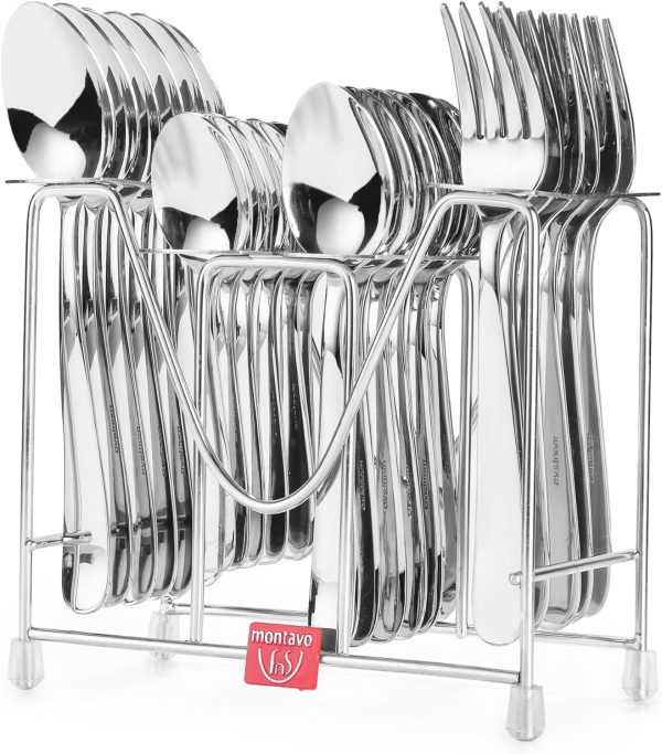 قاشق و چنگال Montavo by FNS Verona Stainless Steel 24 Pcs Cutlery Set with Hanging Stand
