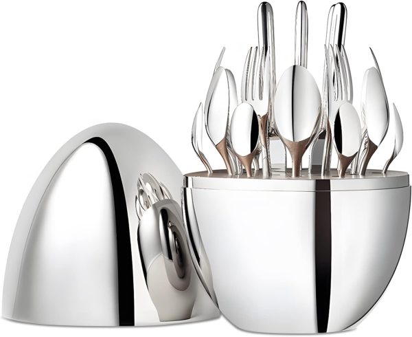 قاشق و چنگال Egg Shaped Cutlery Set, 24 Piece Stainless Steel Flatware Set