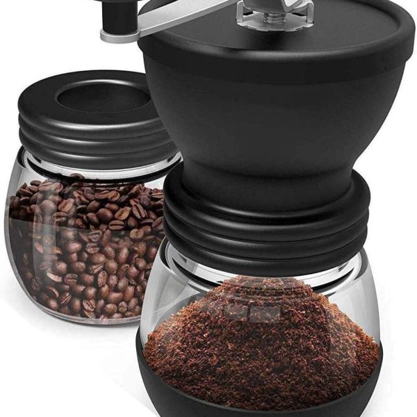 قهوه ساب U-HOOME Manual Coffee Grinders Portable Burr Coffee Grinder With Ceramic Burrs Hand Mill Glass Jars for eropress, Drip Coffee, Espress