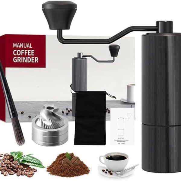 قهوه ساب Manual Coffee Grinder - Stainless Steel Hand Coffee Grinder - 36 Adjustable Settings, Portable Conical Burr Coffee Bean Grinder, Camping, Travel Espresso Coffee Hand Grinder with Hand Crank