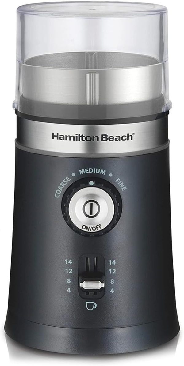 قهوه ساب Hamilton Beach Custom Grind™ Coffee Grinder for beans/spices, 5 size settings-coarse to fine, capacity for 4 to 14 cups coffee, stainless steel bowl for easy pour and cleaning, 80393R-ME