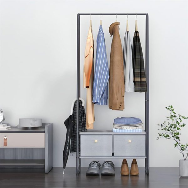 رگال C&C Home Clothing Rack with Drawers - Clothes Stand Dresser Steel Frame