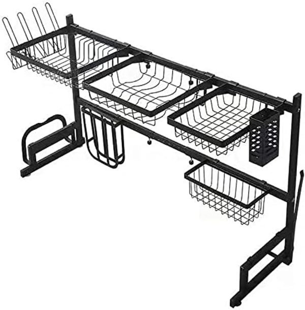 آبچکان  Dish Drainer over sink (85cm-105cm) Dish Drying Rack Width suitable for automatic adjustment of water tank .2-Tier Large Capacity Dish Rack, save space - تصویر 3