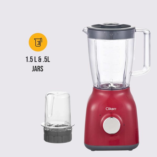 مخلوط کن Clikon 2 in 1 Countertop Blender with 1.5 Liter & 0.5 Liter BPA Free Jars - تصویر 3