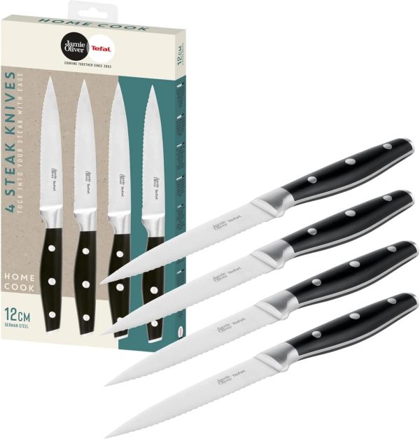 چاقو  Tefal Jamie Oliver K26708 Steak Knife Set 24 cm 4-Piece Stainless Steel Steak Cutlery Set for 4 People - تصویر 3