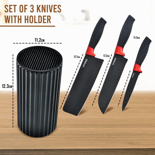 چاقو LIVONO Knife set With Holder and 10 Measuring Cup Set - تصویر 3