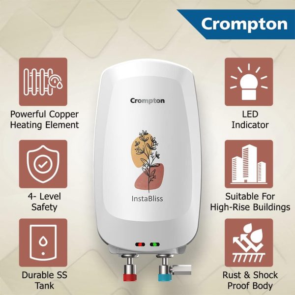 آب گرم کن Crompton InstaBliss 3-L Instant Water Heater (Geyser) with Advanced 4 Level Safety (White) - تصویر 3