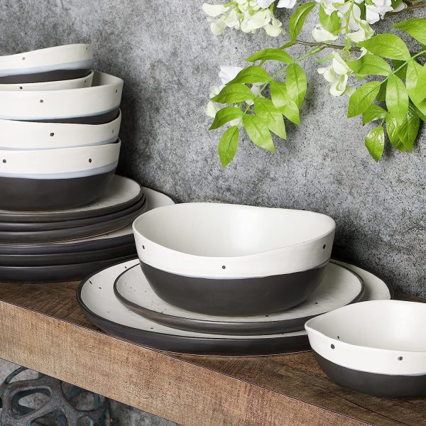 ظروف سرامیکی Gibson Elite Rhinebeck Double Bowl Dinnerware Set, Service for 4 (16pcs) - تصویر 3