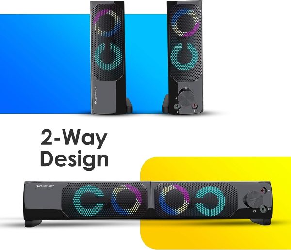 اسپیکر Zebronics Zeb Wonderbar 10 USB Powered 2.0 Computer Speaker with RGB Lights - تصویر 3