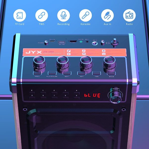 اسپیکر JYX Karaoke Machine with 2 UHF Wireless Microphones - تصویر 3