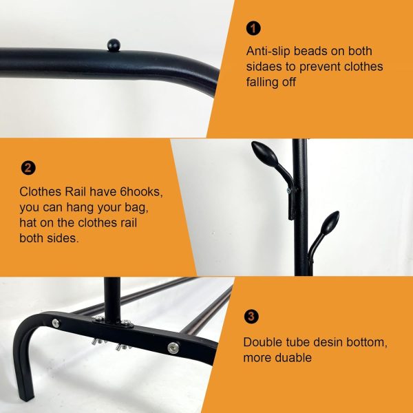 رگال SKY-TOUCH Multipurpose Clothing Garment Rack with Bottom Shelves - تصویر 5
