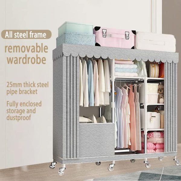 رگال Arabest Portable Wardrobe Storage Closet with Storage Bag And Wheels - تصویر 3