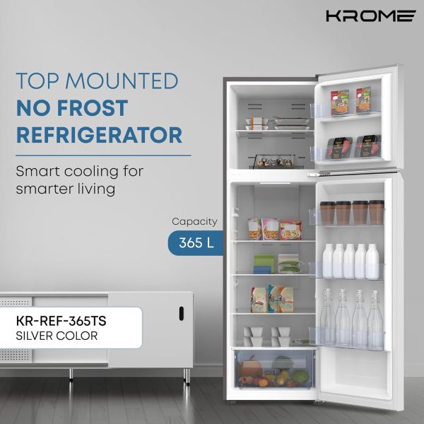 یخچال KROME 365L Top Mount Double Door Refrigerator - تصویر 4