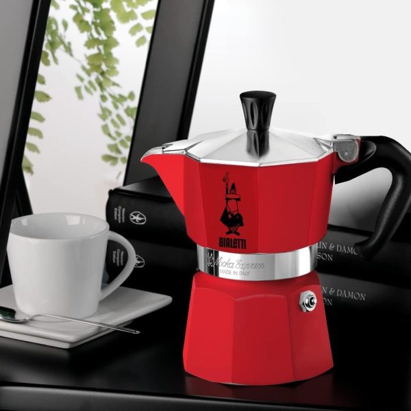 قهوه جوش Bialetti Moka Express Espresso Maker, Red, 3 cups, Be-0004942 - تصویر 3