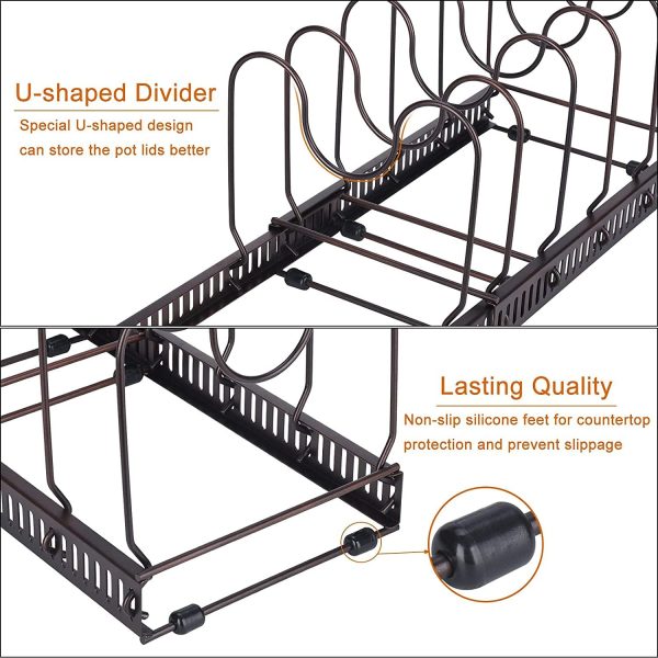 آبچکان Pot Rack Organizer, Pritzker Expandable Pots and Pans Organizer for Cabinet - تصویر 4