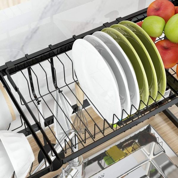 آبچکان Stainless Steel Dish Drying Rack Over Sink (Black) - تصویر 4