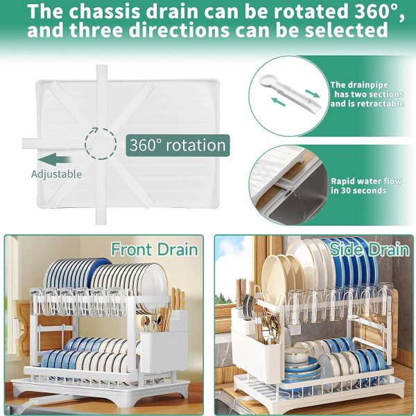 آبچکان INFOSUN Dish Drying Rack, 2 Tier Dish Rack - تصویر 4