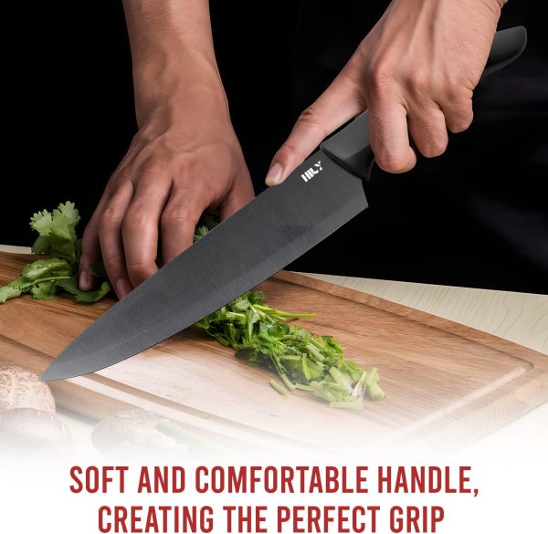 چاقو HILY™ Original Titanium Coated Chef Knife Set With Protective Sheath & Sharp Blade Edge for Precise Cutting - تصویر 4