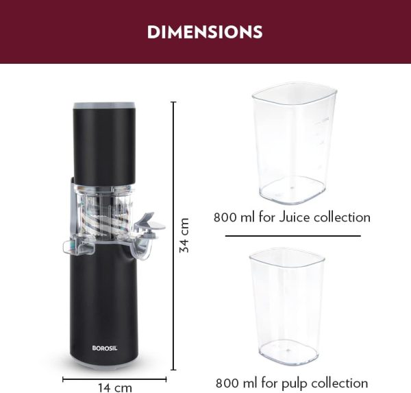 آبمیوه گیری Borosil Easy Juice Cold Press Slow Juicer - تصویر 4