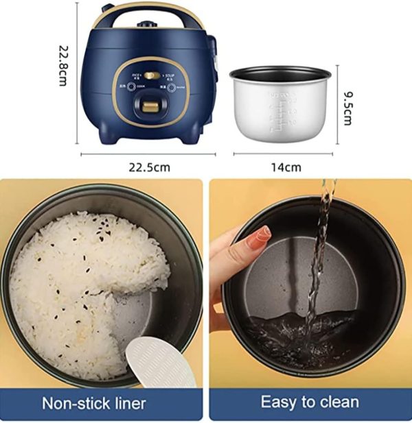 پلو پز 300W Mini Rice Soup Cooker Removable Nonstick Bowl With Water Level Indicator - تصویر 4