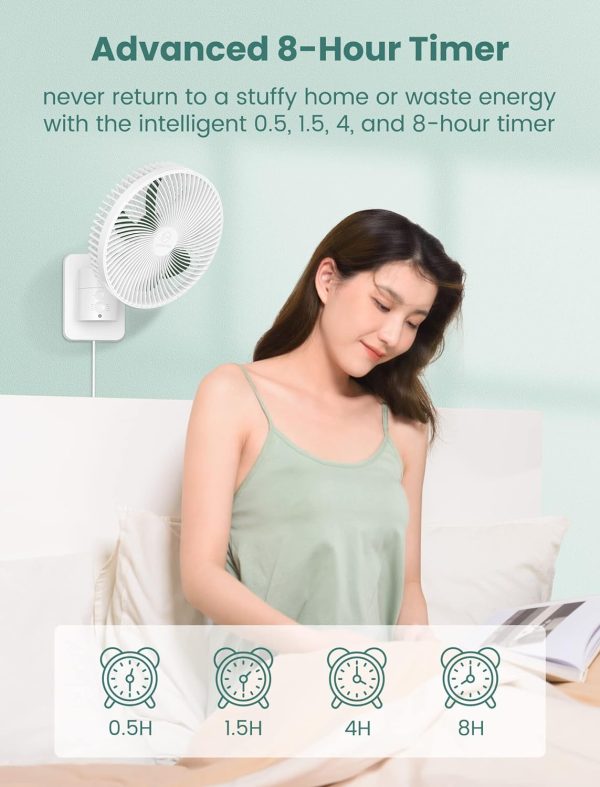 پنکه 8.5 Inch Oscillating Wall Fan for Bedroom - تصویر 4