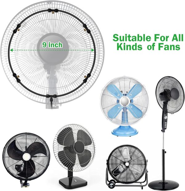 پنکه Fan Misting Kit Outdoor Fan Misting Cooling System with (6M) Misting Line + 5 Brass Mist Nozzles + a Brass Adapter - تصویر 4