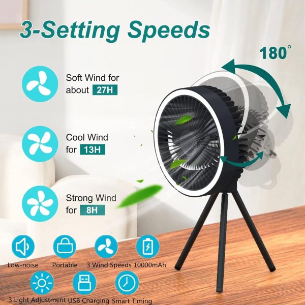 پنکه Portable Camping Fan with LED Light - تصویر 4