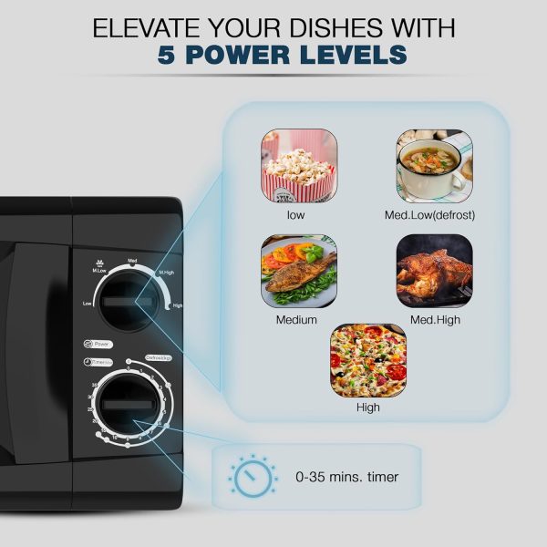 ماکروویو Nikai 700W 20L Microwave Oven with Defrost Function, 5 Power levels - تصویر 4