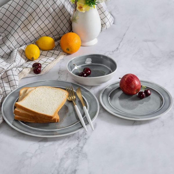 ظروف سرامیکی Melamine Dinnerware Set - 12pcs Dishes Dinnerware Set for 4, - تصویر 4
