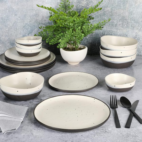 ظروف سرامیکی Gibson Elite Rhinebeck Double Bowl Dinnerware Set, Service for 4 (16pcs) - تصویر 4