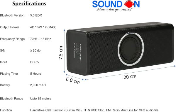 اسپیکر SOUND ON 10W Bluetooth Speaker - تصویر 4