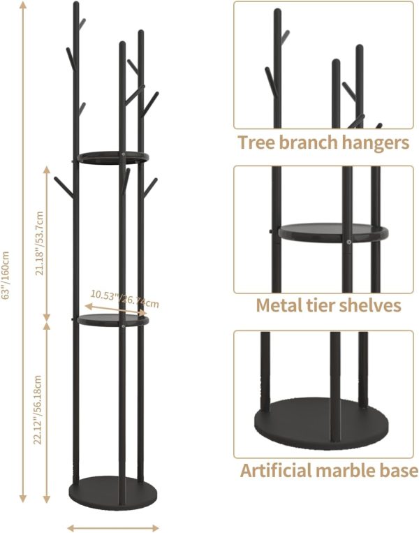 رگال Standing Coat Rack Tree with Storage - تصویر 4