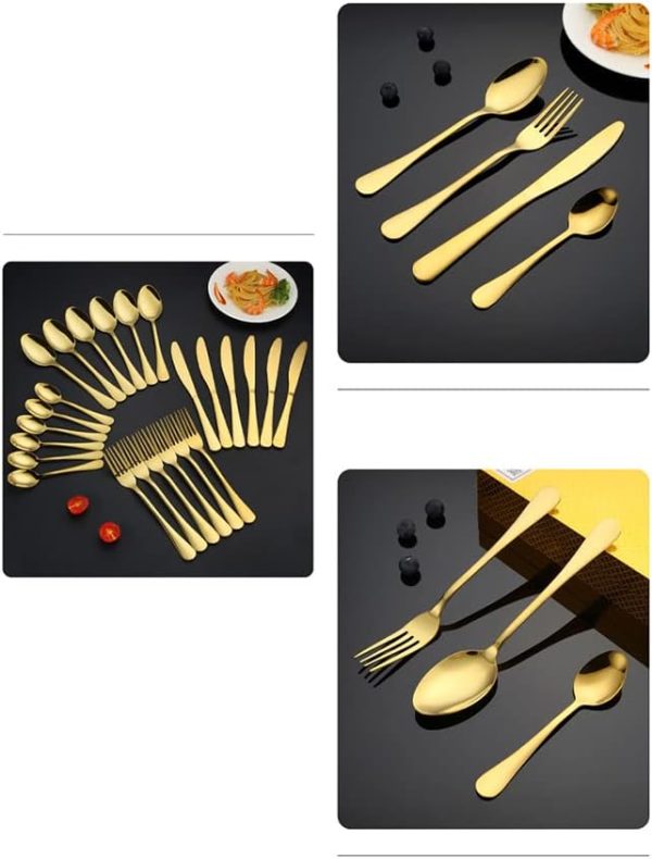 قاشق و چنگال COSYINN 24 Pieces Stainless Steel Flatware Set with Stand, Mirror Polished Cutlery Set - تصویر 4