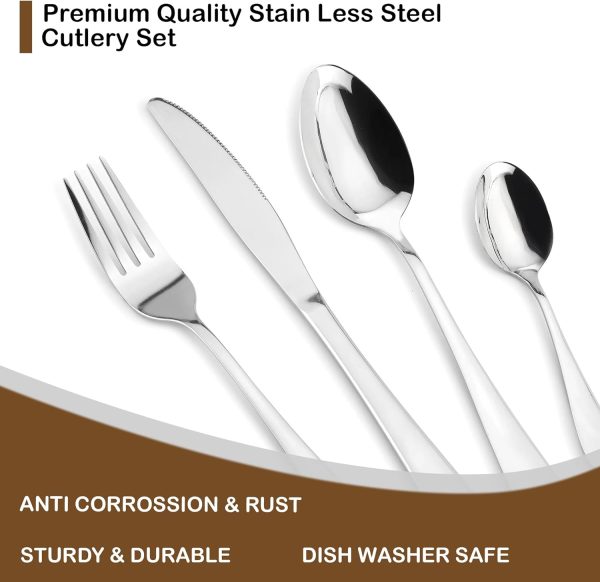قاشق و چنگال 24-Pieces Silverware Flatware cutlery Set with Gift Box Stainless Steel Utensils set for 6 - تصویر 4