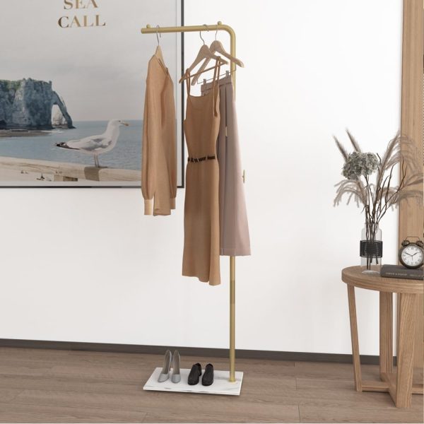 رگال Metal Coat Rack Freestanding with Natural Marble Base 67” 170cm Entryway Coats Hanger Stand with 3 Hooks - تصویر 4