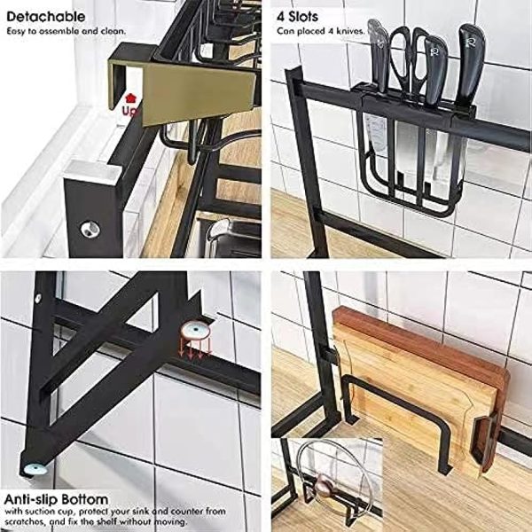 آبچکان  Dish Drainer over sink (85cm-105cm) Dish Drying Rack Width suitable for automatic adjustment of water tank .2-Tier Large Capacity Dish Rack, save space - تصویر 5