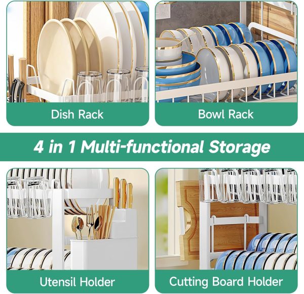 آبچکان INFOSUN Dish Drying Rack, 2 Tier Dish Rack - تصویر 5