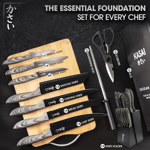 چاقو  Kasai Obsidian Kitchen Knife Set 14Pcs - تصویر 5