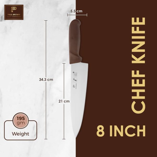 چاقو  PAUL BROWN® 8 Inch High carbon steel Western Chef Knife - تصویر 5